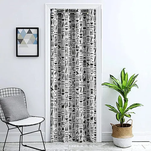 XISUNYA Cortinas opacas para armario, cortina de puerta de privacidad egipcia, cortina jeroglífica del antiguo Egipto con impresión de letreros de