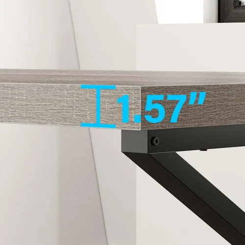 Miniatura 7 de HSH Escritorio para computadora gris, escritorio de madera y metal industrial para oficina en casa, escritorio rústico de granja para PC, laptop