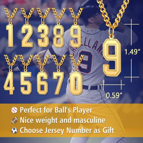 Miniatura 3 de ChainsPro Puede grabar collar de número de jersey de 0 a 9 para hombre joyería de equipo de béisbol baloncesto fútbol cierre duradero acero