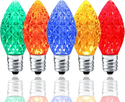 Miniatura 12 de Paquete de 25 bombillas LED C7 de repuesto - Bombillas blancas cálidas atenuables para luces de Navidad de cadena interior y exterior, bombillas LED