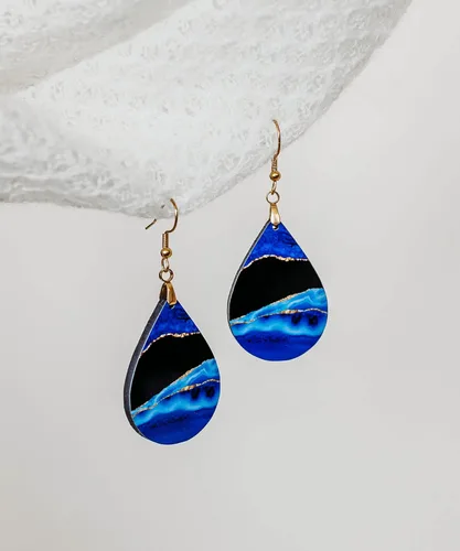 Miniatura 83 de Dangle Earrings for Women Colorful Dangling Drop Statement Jewelry Printed MDF Wood Teardrop Double Side Print Handmade by The Painted Pug