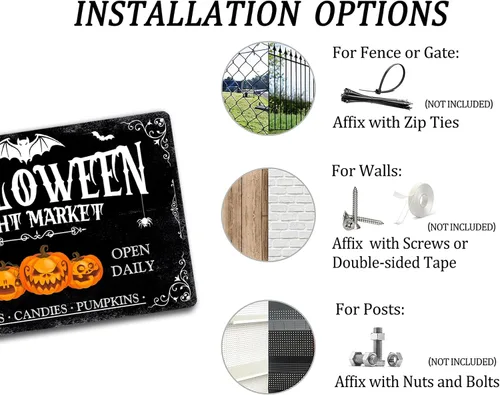 Miniatura 3 de Ewxibnc Letrero de metal de Halloween para el mercado nocturno de Halloween, decoración espeluznante, decoración de bruja de Halloween, decoración