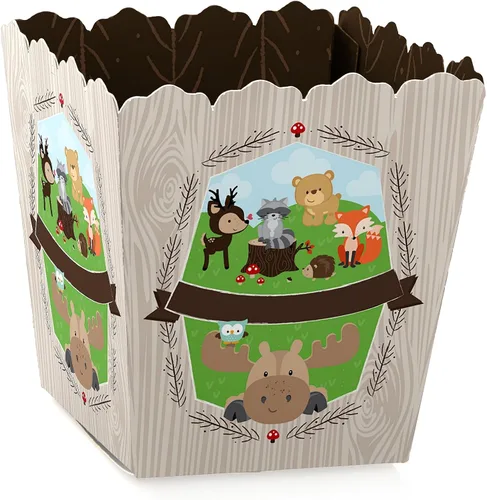 Big Dot of Happiness Woodland Creatures - Mini cajas de regalo para fiesta, baby shower o fiesta de cumpleaños, cajas de dulces - Juego de 12