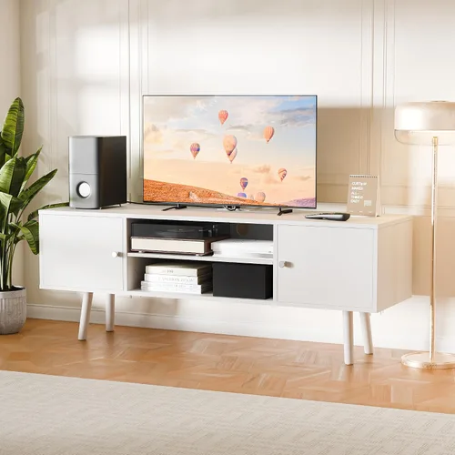 Miniatura 8 de Cozy Castle - Soporte de TV para TV de 32 a 48 pulgadas, centro de entretenimiento moderno de mediados de siglo con gabinete de almacenamiento