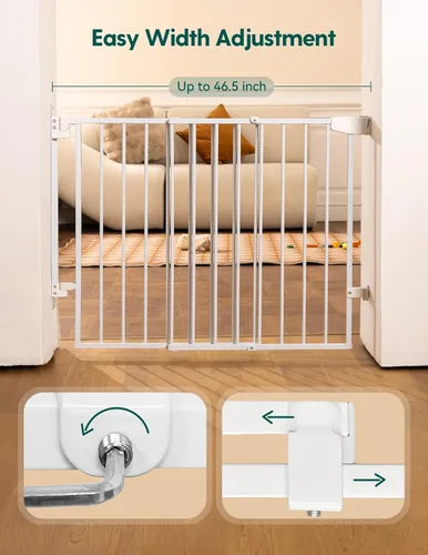 Miniatura 6 de Babelio Puerta para Bebé/Mascota de 29.7-46.5 pulgadas sin barra inferior para escaleras, casa y entradas, puertas de seguridad para mascotas
