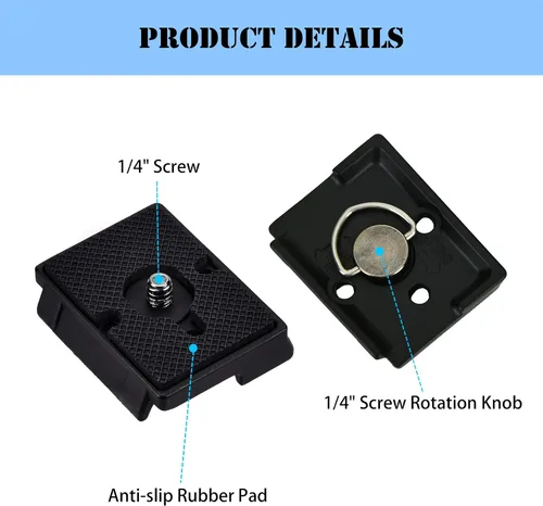Miniatura 2 de 323 Placa de liberación rápida de 1/4 pulgadas con tornillo de trípode compatible con Manfrotto 200pl-14 RC2, trípode de cámara, cabeza esférica, 2