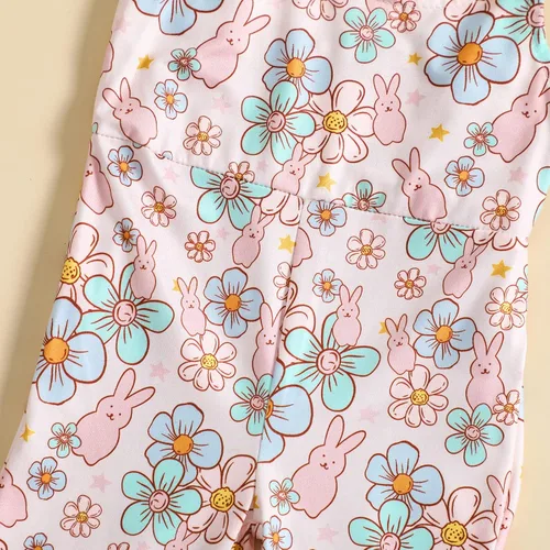 Miniatura 4 de YOKJZJD Traje de Pascua para bebé niña pequeña, sin mangas, overol de conejo, pantalones acampanados, leggings