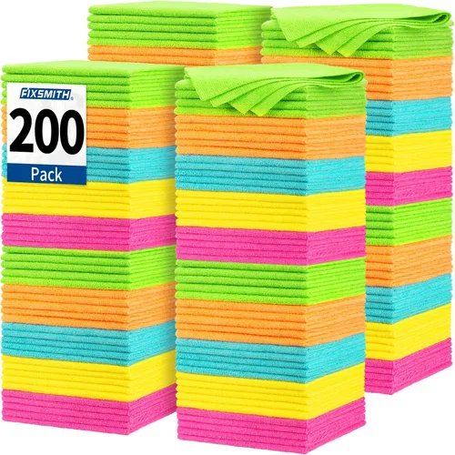Miniatura 22 de FIXSMITH Paño de Limpieza de Microfibra - Paquete de 48, Toallas de Limpieza Multifuncionales, Tamaño: 12 x 16 pulgadas, Trapos de Limpieza 3
