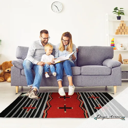 Miniatura 2 de Onyx Flecha Tapete de área estilo suroeste Decoración, Algodón plastificado