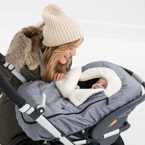 Miniatura 2 de Saco con abrigo y capucha Skip Hop & Go, cubierta para asiento de auto, accesorio de ajuste universal, gris oscuro, para bebé y niño pequeño Gris