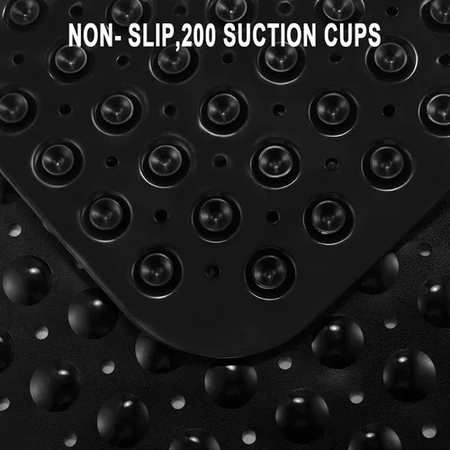 Miniatura 4 de YINENN Tapete de ducha para bañera de 40 x 16 pulgadas, antideslizante y extragrande, tapete para bañera con ventosas, lavable a máquina, con Negro