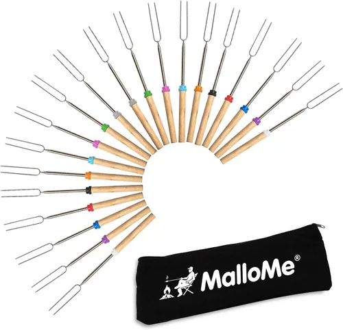 Miniatura 12 de MalloMe Smores Sticks para hoguera larga – Kit de palos para asar malvaviscos – Pinchos Smore Pinchos Hot Dog Tenedor Camphoguera Equipo de Cocina