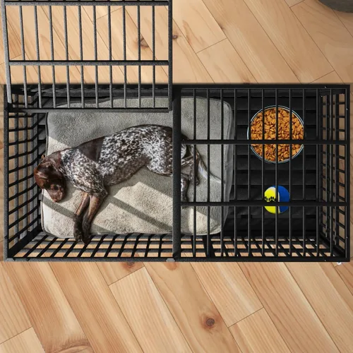 Miniatura 2 de Jaula extra grande para perros grandes, jaula resistente de 64 pulgadas, perrera indestructible para perros de alta ansiedad, ruedas con cerradura