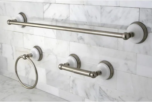 Miniatura 2 de Kingston Brass BAK111148SN Victorian - Juego de accesorios de baño de 3 piezas, níquel cepillado Cromo pulido