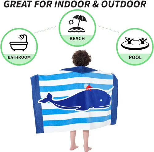 Miniatura 5 de Toallas de baño para niños, toalla para niños con capucha para playa, baño, piscina, toallas de natación de 30 x 50 pulgadas, tamaño grande, ultra