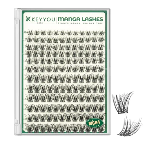 Miniatura 11 de KEYYOU Lash Manga, racimos de pestañas de 0.315 a 0.709 pulgadas, extensiones de pestañas naturales para bricolaje con banda fina suave (MG03)