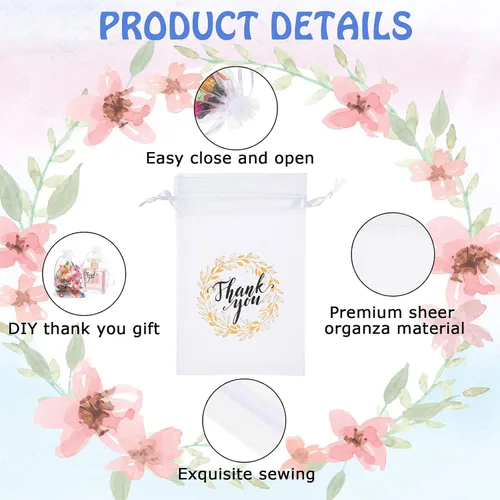 Miniatura 3 de Shappy 100 bolsas de organza blanca a granel de 4 x 6 pulgadas, regalo de boda, bolsas de regalo de malla transparente con cordón para invitados