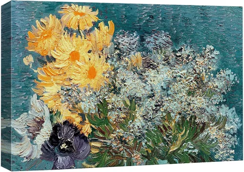 Miniatura 26 de Lienzo decorativo para pared, diseño de Van Gogh 32. Lirios y rosas