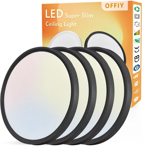 Miniatura 9 de 4PK - Lámpara de techo LED empotrada de 12 pulgadas, 24 W, 2520 LM, 3000 K/4000 K/6000 K CCT seleccionable, luz de techo LED súper delgada, cerca
