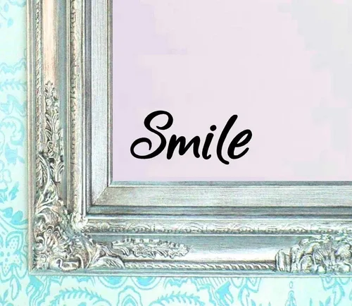 BERRYZILLA Calcomanía de vinilo con diseño de sonrisa, espejo de baño, arte de pared, cita motivacional, espejo, sala de estar, ventana del hogar