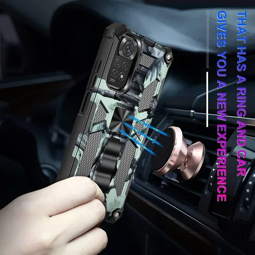Miniatura 6 de Funda para Redmi Note 11S, funda para Redmi Note 11 4G, funda de camuflaje militar con protección de grado militar, probada contra caídas y cubierta