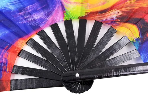 Miniatura 6 de Ventilador de mano plegable grande para hombres y mujeres, ventilador de mano de bambú chinease/japonés, accesorios de festival, decoración de Océano