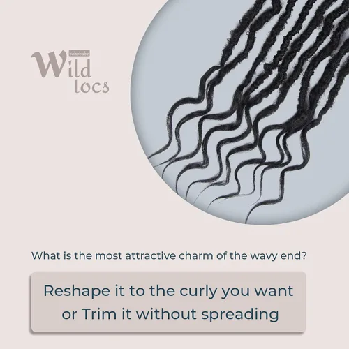 Miniatura 5 de Niseyo Wild Locs - Rastas sintéticas desgastadas de 14 pulgadas con extremos rizados, 8 paquetes de cabello largo y suave con bucles preformados