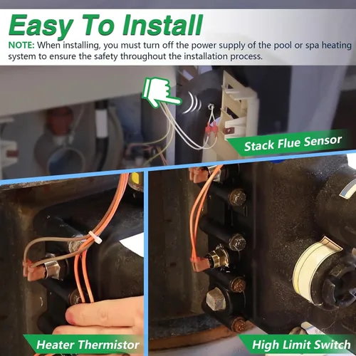 Miniatura 7 de El kit de reparación de calentador de piscina incluye sensor de combustión apilable, interruptor de límite alto y termistor de calentador compatible
