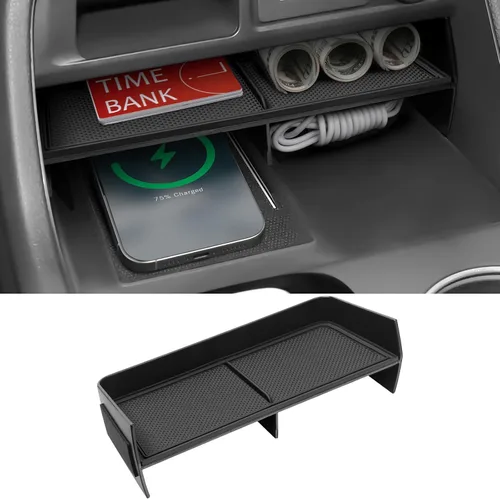 Miniatura 19 de Organizador de Monedas para Consola Central Compatible con Toyota 2016-2020 2021 2022 2023 Tacoma, Accesorios ABS, Portavasos, Caja de Almacenamiento