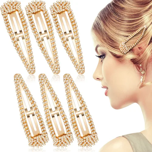 Miniatura 2 de Geyoga 6 pinzas para el cabello con diamantes de imitación a presión de 4 pulgadas, pasadores de metal para el cabello, horquillas de cristal