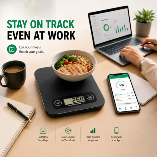 Miniatura 6 de URAMAZ Báscula de alimentos con calculadora nutricional, báscula digital de alimentos para báscula de cocina gramos y onzas, báscula inteligente