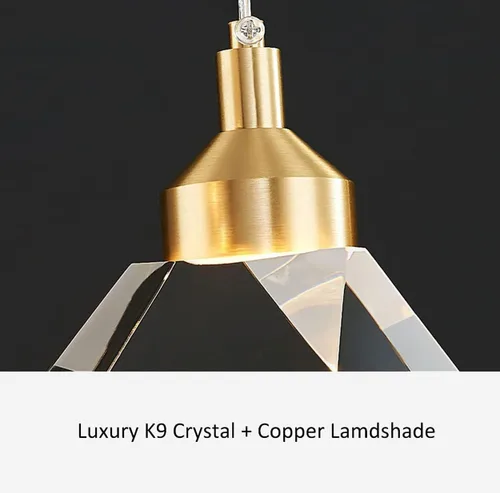 Miniatura 4 de Lámpara colgante moderna de cristal, lámpara colgante LED de 3 colores, lámpara colgante de techo de oro de altura ajustable, para cocina, isla