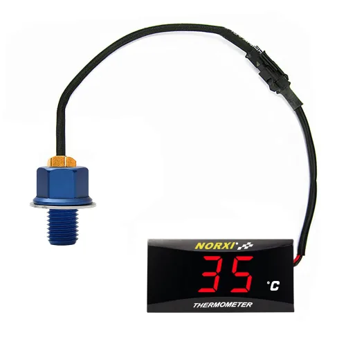 Miniatura 22 de Medidor de temperatura de aceite de motocicleta Medidor digital de temperatura de aceite termómetro electrónico con adaptador de sensor de Azul