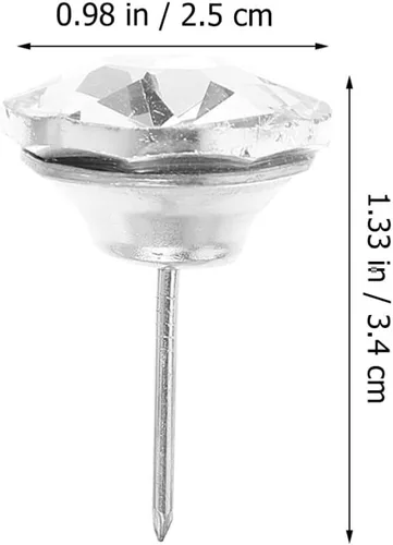 Miniatura 2 de Amosfun Tapicería con botones para tacos, cabecero de muebles de diamante, forma de diamante, 0.984 in, cristal duradero, clavos para cabecero