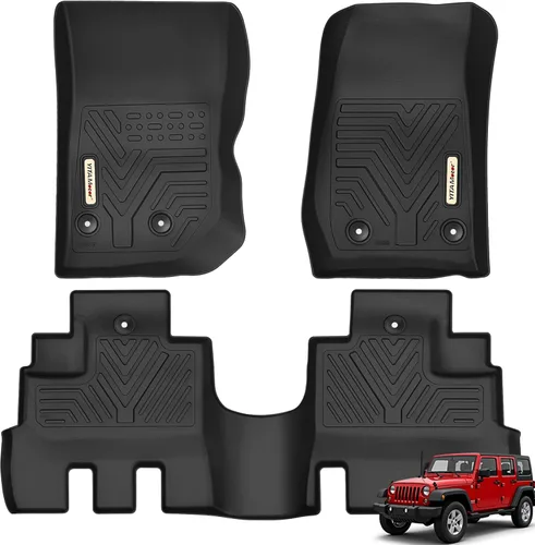 YITAMOTOR Alfombrillas de piso compatibles con Jeep Wrangler JK Unlimited 4 puertas 2014 2015 2016 2017 2018 (no para JL y 2 puertas),