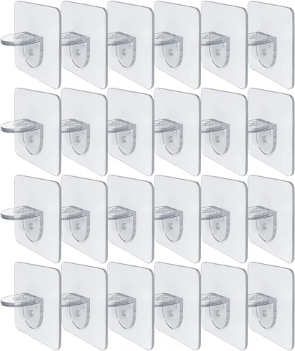 Miniatura 8 de Soporte de estante sin perforaciones, clips autoadhesivos para estantes de gabinete de cocina, estantes de libros, soportes de partición fuertes