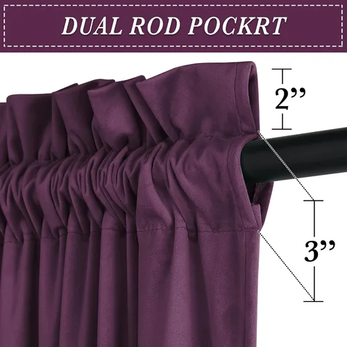 Miniatura 239 de RYB HOME Cortinas opacas de terciopelo para dormitorio, aislamiento térmico, privacidad, luz solar, bloqueo de calor, cortinas lujosas con bolsillo