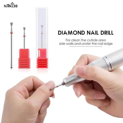 Miniatura 4 de Brocas de diamante cónico para preparación de uñas 3/32 vástago de broca limpiador de cutículas herramienta