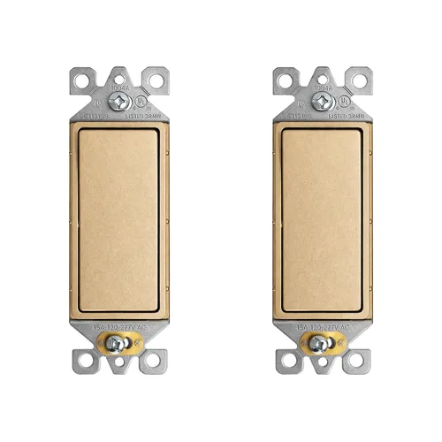 Miniatura 21 de ELEGRP Interruptor de luz decorativo de un solo polo con placa sin tornillos, 15 A 120-277 V, reemplazo del interruptor basculante de paleta