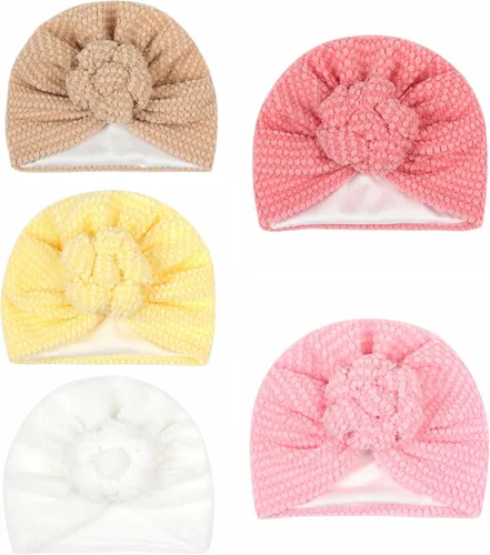Miniatura 20 de Gorro de punto para bebé con lazos lindos turbante para envolver el sombrero (MZ6)