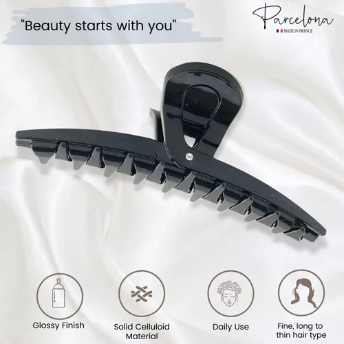 Miniatura 2 de Parcelona Pinza de pinza de pelo con pinza para el cabello cubierta negra francesa para mujer