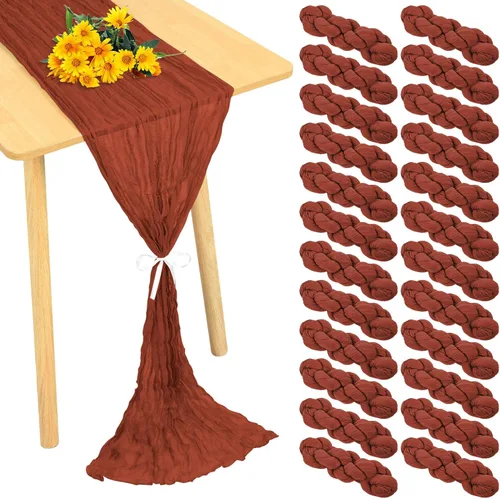 Miniatura 19 de Paquete de 24 caminos de mesa de estopilla de 20 x 120 pulgadas, camino de mesa de tela de queso a granel, romántico, bohemio, tela de gasa Beige