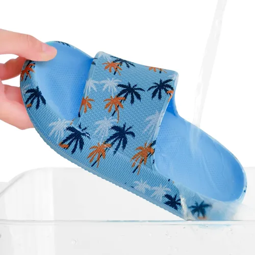 Miniatura 7 de FJPTREN Zapatos de nube para niños y niñas, sandalias acolchadas antideslizantes, zapatos de ducha ligeros, plataforma para niños, suela gruesa
