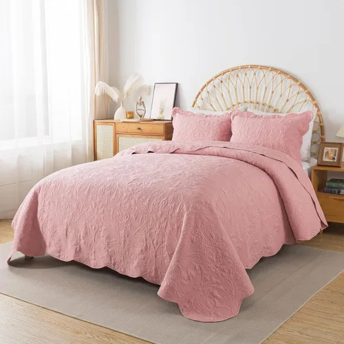 Miniatura 232 de HoneiLife - Juego de colcha de tamaño Queen, juego de ropa de cama de pana bordada de 3 piezas, colcha de lujo, ligera, cálida, para todas las Pana