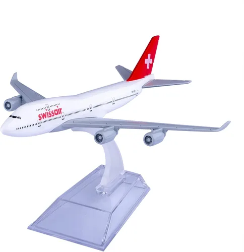 Miniatura 5 de Modelo Aviones Escala 1:400 Modelo Swiss B747 Modelo Avión Diecast Aviones para Regalo y Colección