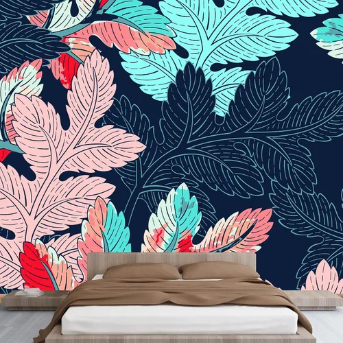Miniatura 3 de wall26 - Patrón de hojas de fondo sin costuras - Mural de pared extraíble Papel pintado grande autoadhesivo - 66x96 pulgadas obra de arte 16
