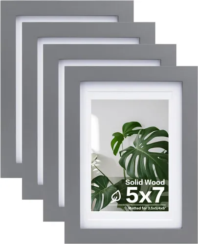 Miniatura 89 de Egofine Juego de 4 portarretratos de 4 x 6, hechos de madera maciza cubierta de plexiglás de 3 x 4.5 pulgadas y 3.5 x 5 pulgadas con paspartú o de 4
