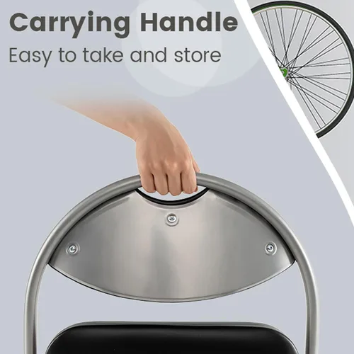 Miniatura 6 de LDAILY Silla plegable, silla plegable de metal, paquete de 2 con cojín acolchado y asa portátil, sillas de comedor apilables con respaldo cómodo