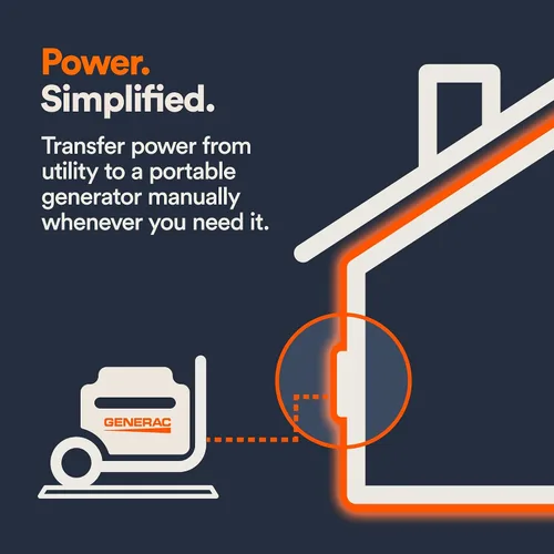 Miniatura 5 de Generac HomeLink - Interruptor de transferencia de generador portátil de 30 amperios, interruptor de transferencia manual actualizable, 8-10