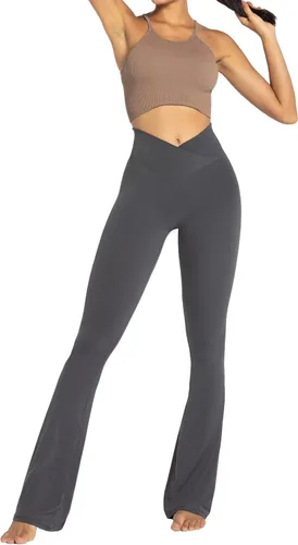 Miniatura 7 de Sunzel - Leggings acampanados para mujer, sin costuras frontales, pantalones de yoga con control de abdomen, cintura alta cruzada, 28303234 pulgadas